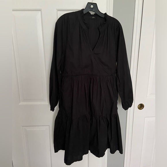 JCrew.  Cotton tiered dress in black. - Picture 1 of 3